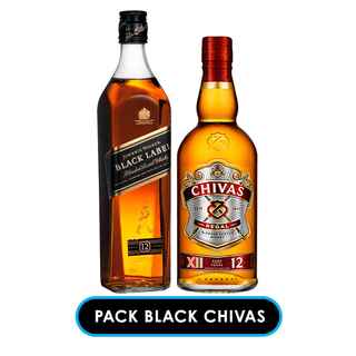 Imagen de PACK BLACK CHIVAS: Whisky Johnnie Walker Black Label 750cc 40º alc. + Whisky Chivas Regal 12 años 750cc 40º alc.