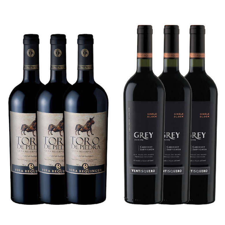 3x Toro de Piedra Cabernet Sauvignon 750cc + 3x Ventisquero Grey Cabernet Sauvignon 750cc