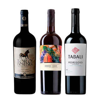 Imagen de TRIFECTA BOOZ: 1x Vino Toro de Piedra Cabernet Sauvignon 750cc + 1x Vino 7 Colores Gran Reserva Carmenere 750cc + 1x Vino Tabali Pedregoso Gran Reserva Carmenere 750cc