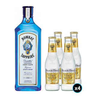Imagen de PACK BOMBAY FEVER TREE N°3: 1x Gin Bombay Sapphire 750cc 40º alc. + 4x Tónica Fever Tree Indian 200cc