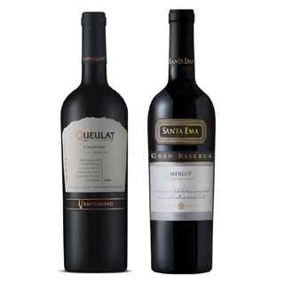 Imagen de PACK DUO QUEULAT SANTA EMA: Vino Ventisquero Queulat Gran Reserva Carmenere 750cc + Vino Santa Ema Gran Reserva Merlot 750cc