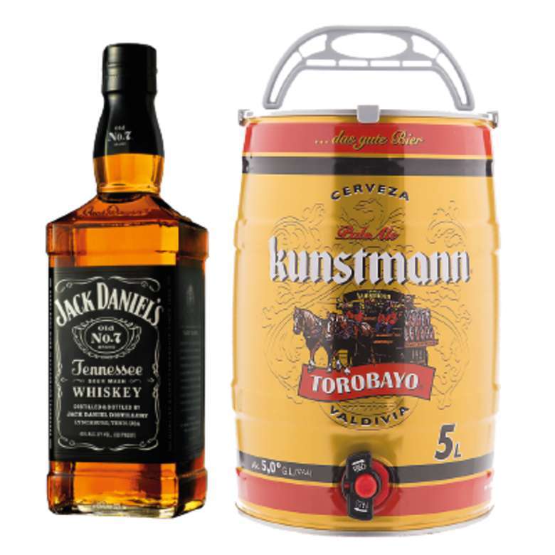 PACK JACK BARRIL: Whiskey Jack Daniels N7 750cc + Barril Cerveza Kunstmann 5 Litros