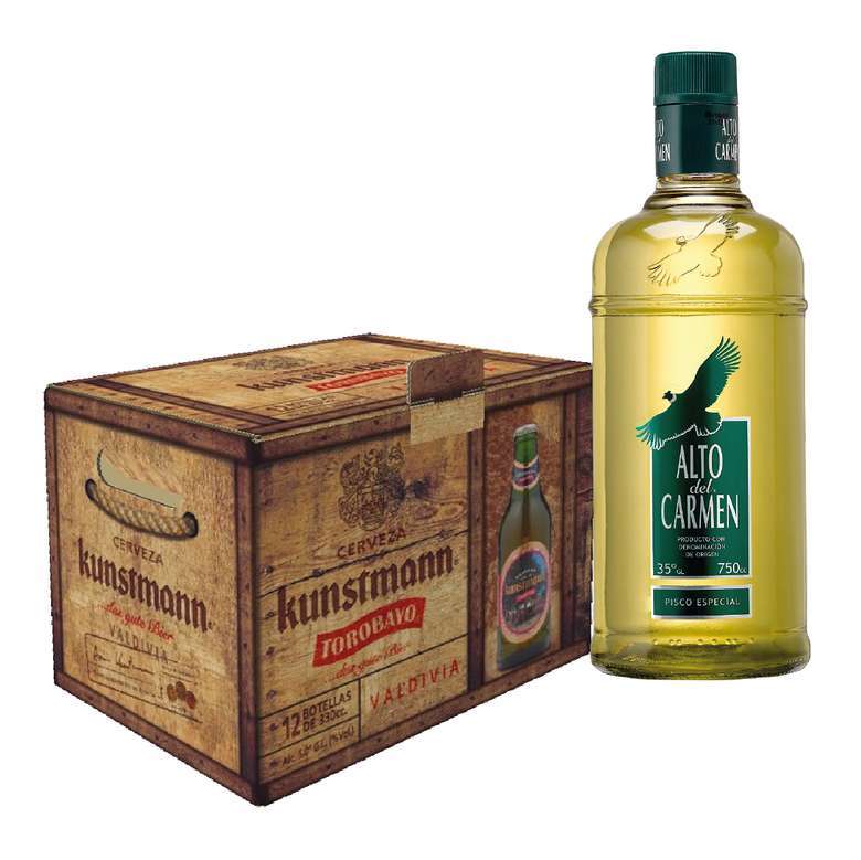 PACK TOROBAYO + ALTO: 12x Cerveza Kunstmann Torobayo Botella 330cc + Pisco Alto Del Carmen 750cc