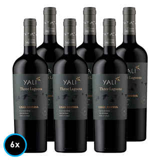 Imagen de CAJA YALI THREE LAGOONS (Carmenere): 6x Vino Yali Three Lagoons Gran Reserva Carmenere 750cc