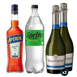 Imagen de PACK SPRITZ PERFECTO N°2: 1x Licor Aperitivo Aperol 750cc + 1x Bebida Sprite Sin Azúcar 1.5 Litros+ 2x Espumantes Valdivieso Brut 750cc