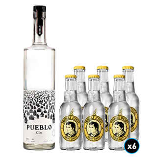 Imagen de PACK PUEBLO N°2: 1x Gin Pueblo 750cc + 6x Thomas Henry Agua Tónica 200cc
