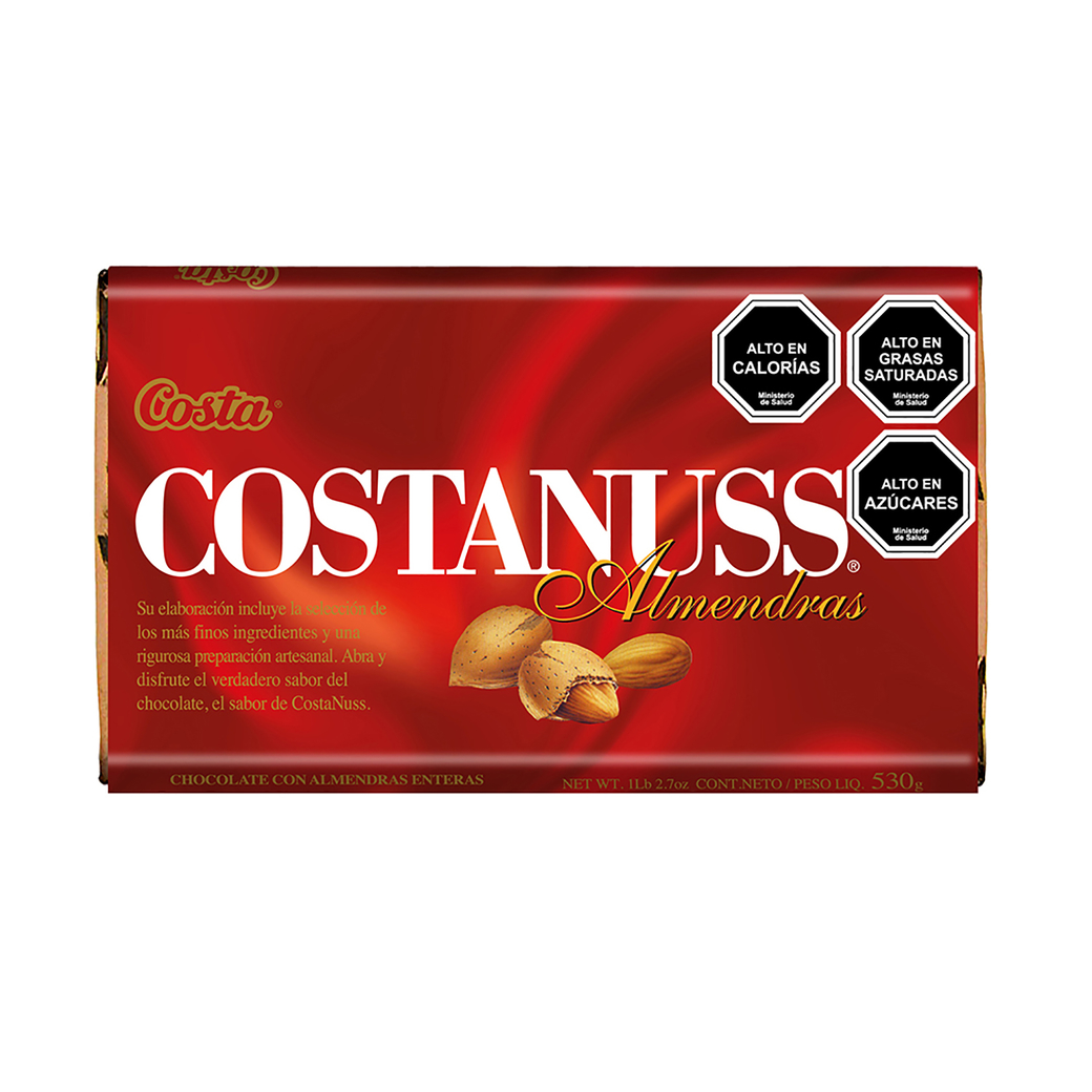 Chocolate Costa Nuss Almendras 530 Gramos
