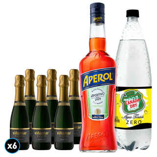 Imagen de Pack Spritz Aperol - Viñamar: 6x Viñamar Charmat Brut Botella 375cc + Agua Tónica Canada Dry Zero 1,5lt + Licor Aperitivo Aperol 750cc