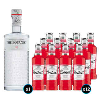 Imagen de PACK BOTANIST + BRITVIC CRANBERRY: 1x Gin The Botanist (31 BOTANICOS - 22 ENDEMICOS DE ISLAY) 700cc 46º alc. + 12x Britvic Cranberry Juice 200cc