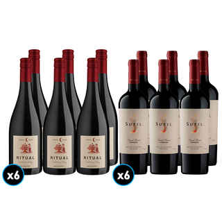 Imagen de CAJA RITUAL SUTIL: 6x Vino Ritual Pinot Noir 750cc + 6x Vino Sutil Gran Reserva Carmenere 750cc