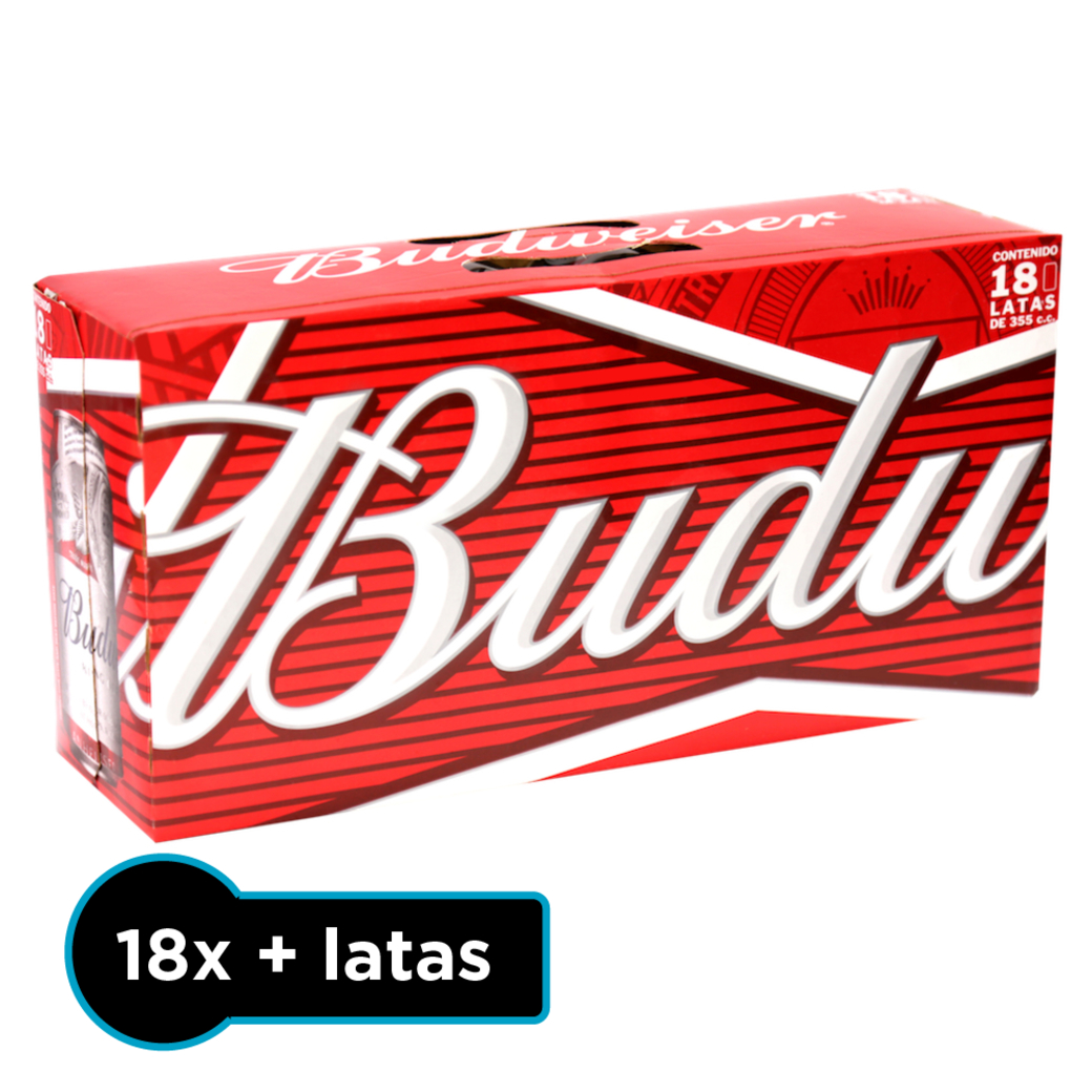18x Cerveza Budweiser en Latas 355cc