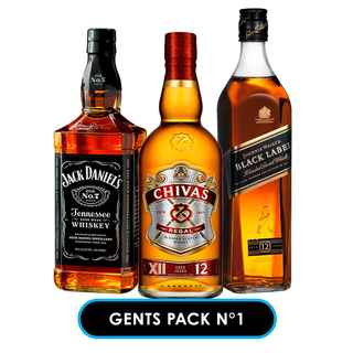 Imagen de GENTS PACK Nº1: Whiskey Jack Daniels Old N7 750cc 40º alc. + Whisky Chivas Regal 12 años 750cc 40º alc. + Whisky Johnnie Walker Black Label 750cc 40º alc.