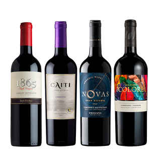 Imagen de BLACK WINE PACK N°5: Vino 7 Colores Gran Reserva Carmenere 750cc + Vino Caiti Gran Reserva Carmenere 750cc + Vino Novas Gran Reserva Cabernet Sauvignon 750cc + Vino 1865 Single Vineyard Cabernet Sauvignon 750cc