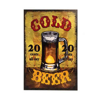 Imagen de Afiche Cold Beer Madera Vitrificada 20 x 30 cm.