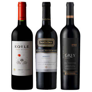 Imagen de CYBER WINE PACK Nº3: 1x Vino Koyle Gran Reserva Cabernet Sauvignon 750cc + 1x Vino Santa Ema Gran Reserva Merlot 750cc + 1x Vino Ventisquero Grey Carmenere 750cc