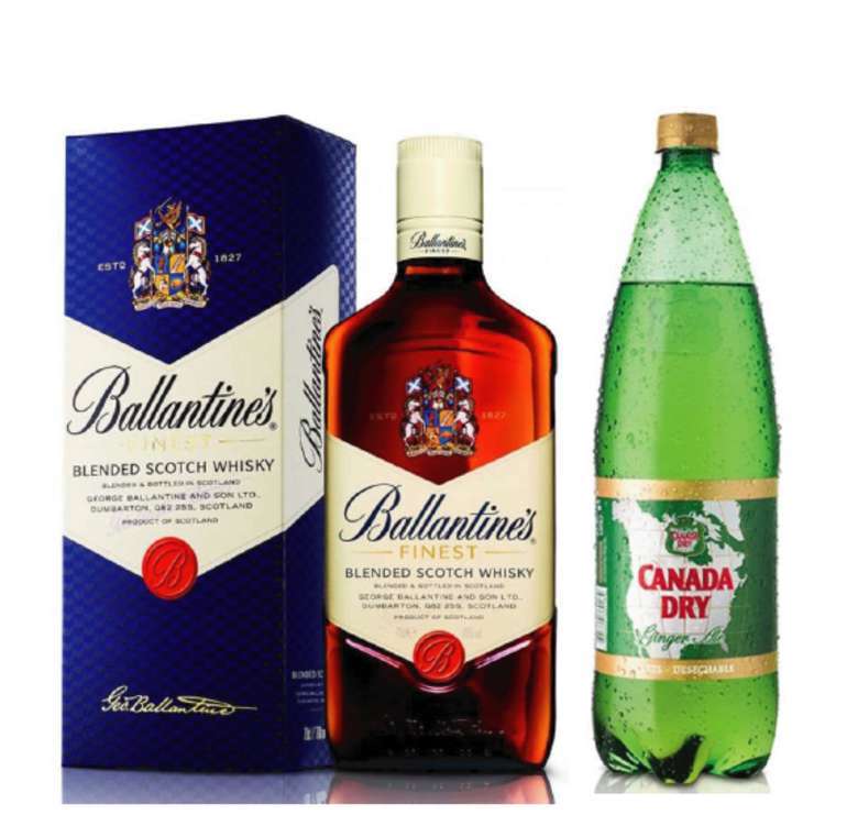 Whisky Ballantines Finest 750cc + Canada Dry Ginger Ale 1.5 lts.