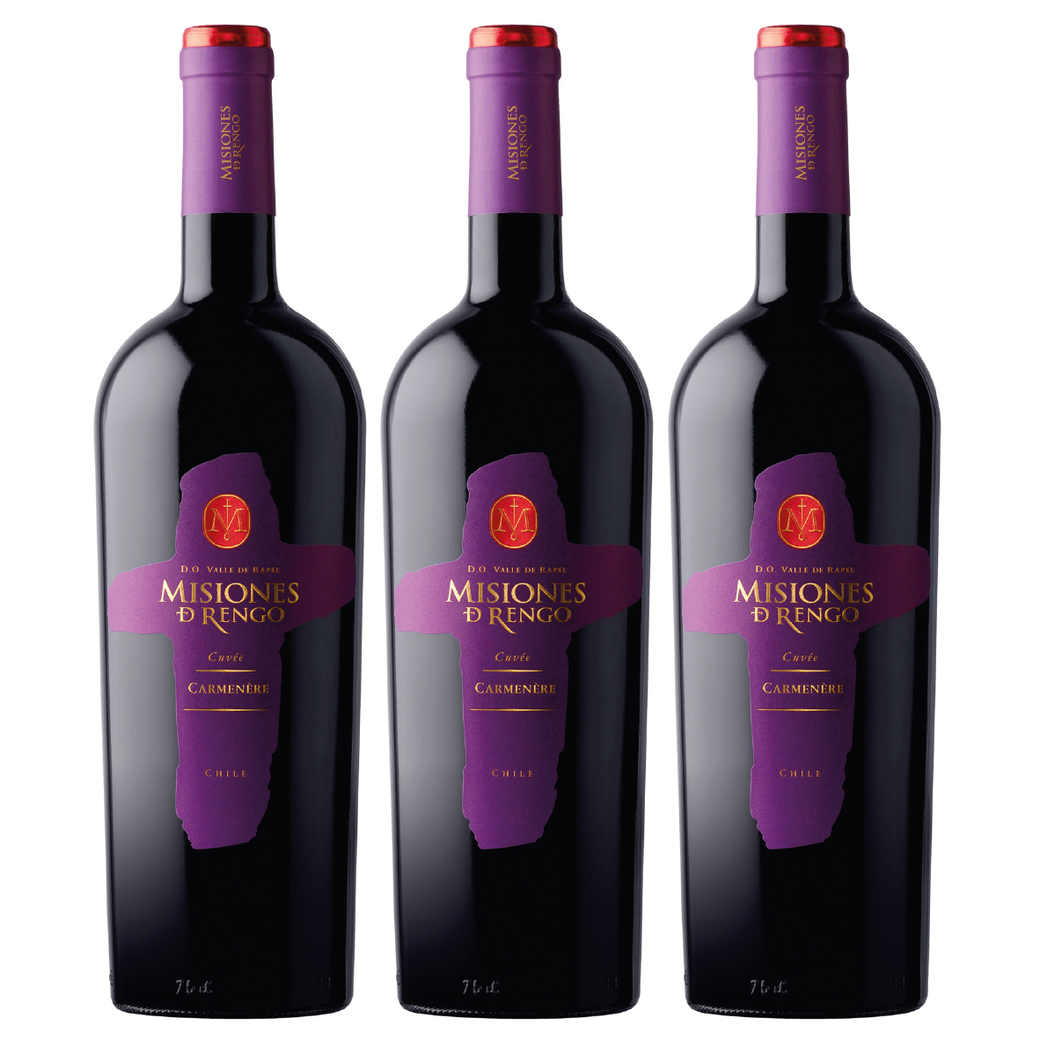3x Vino Misiones De Rengo Cuvee Carmenere 750cc