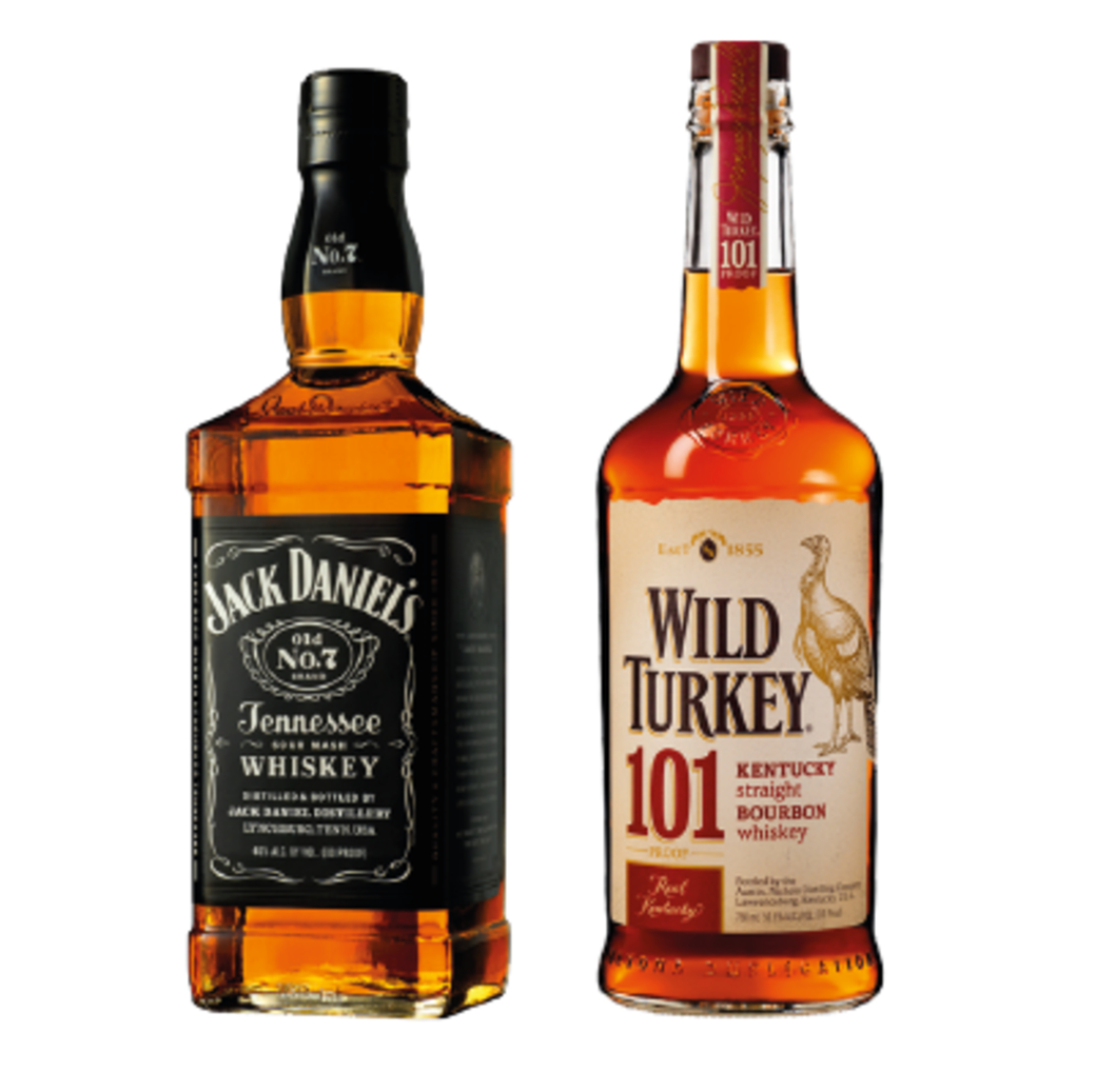 BOURBON PACK: Whiskey Jack Daniels Old N7 750cc + Bourbon Wild Turkey 750cc