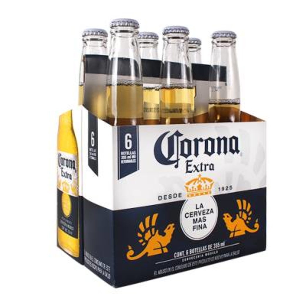 6x Cerveza Corona Extra en Botellas 355cc