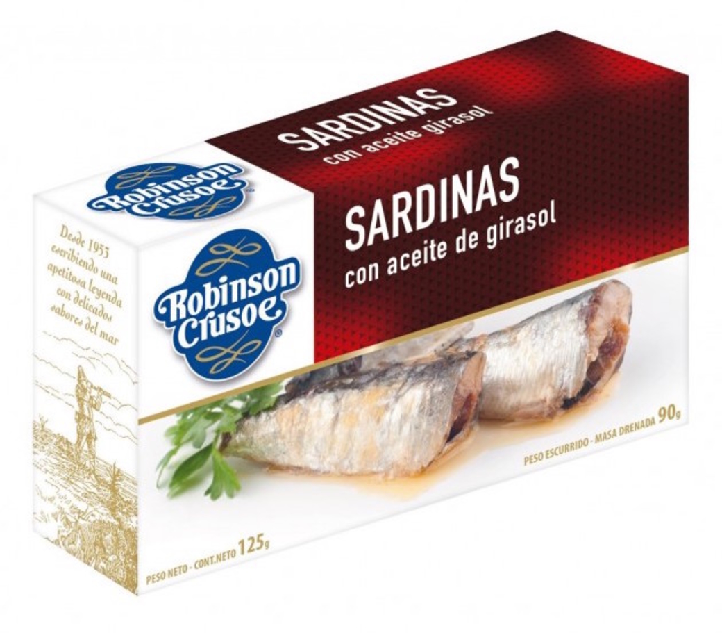 Sardinas en Aceite Girasol Robinson Crusoe 125 gramos