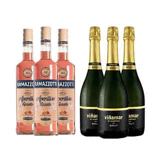 Imagen de PACK RAMAZZOTTI VIÑAMAR: 3x Licor Aperitivo Ramazzotti Rosatto 700cc + 3x Espumante Viñamar Charmat Brut 750cc