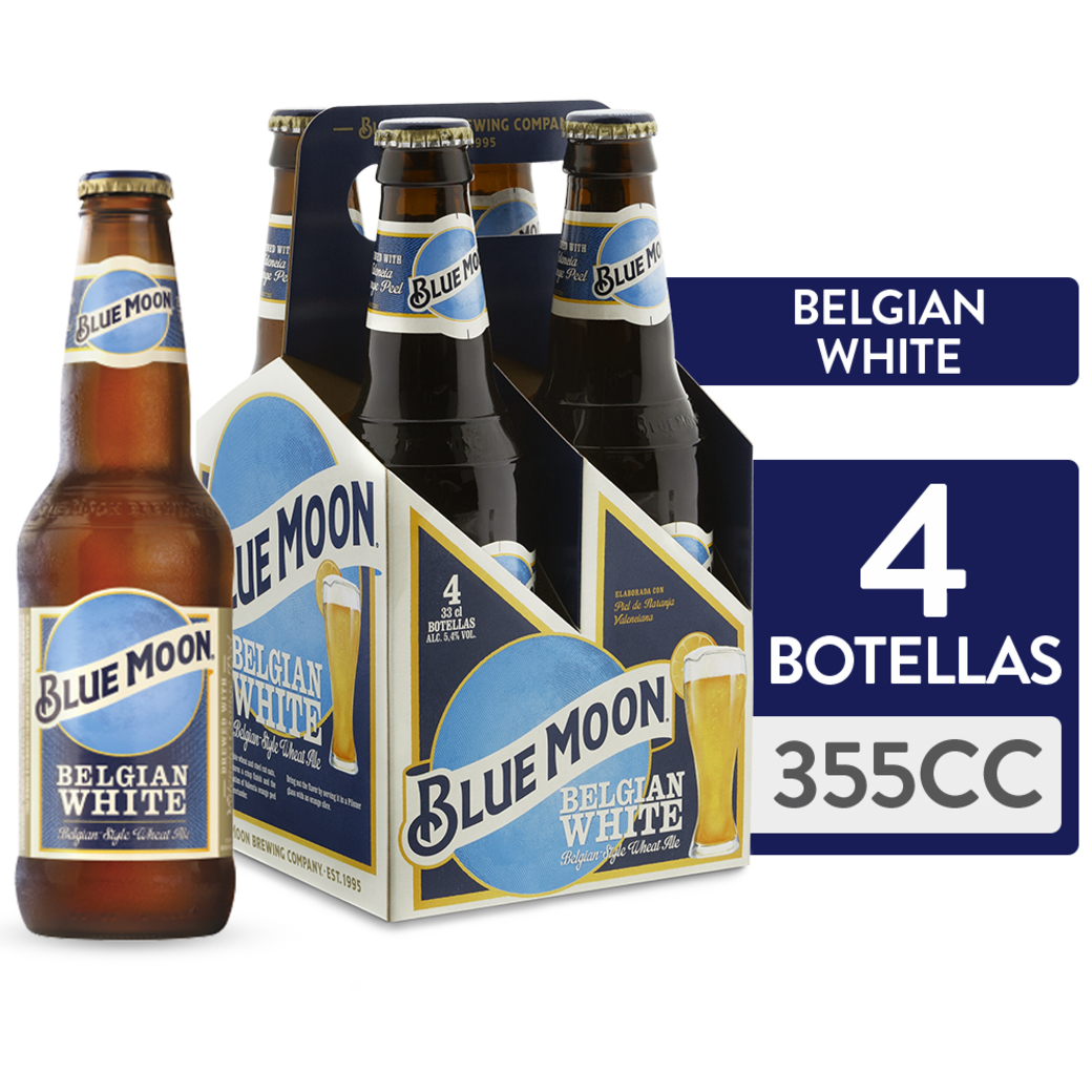 4x Cerveza Blue Moon en Botellas 355cc