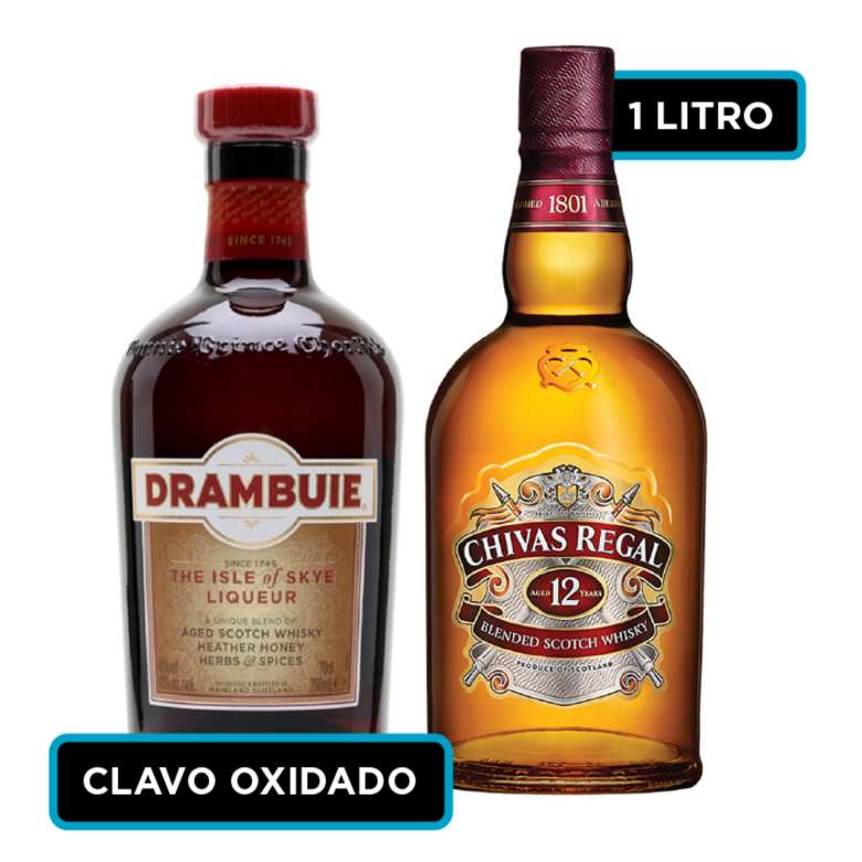 CLAVO OXIDADO: Licor Drambuie 750cc + Whisky Chivas Regal 12 Años 1 Litro 40º alc.