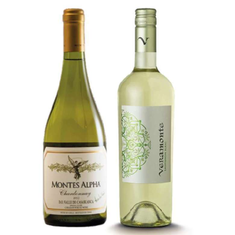 PACK DUO ALPHA VERAMONTE: Vino Montes Alpha Chardonnay 750cc + Vino Veramonte Sauvignon Blanc reserva 750cc