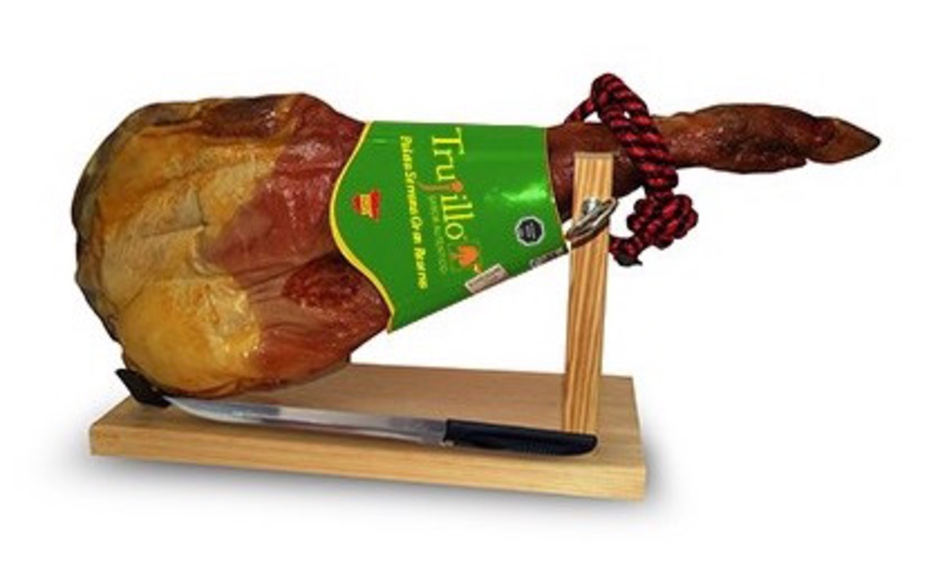 Paleta Jamón Serrano Trujillo Gran Reserva Etiqueta Verde 4 kilos Con Atril y Cuchillo