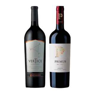Imagen de PACK DUO PRIMUS VERTICE:  Vino Primus The Blend Orgánico 750cc + Vino Ventisquero Vértice 750cc