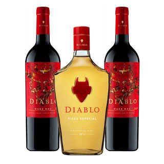 Imagen de Pisco Diablo 700cc 35ºalc. + 2x Vino Diablo Dark Red 750cc