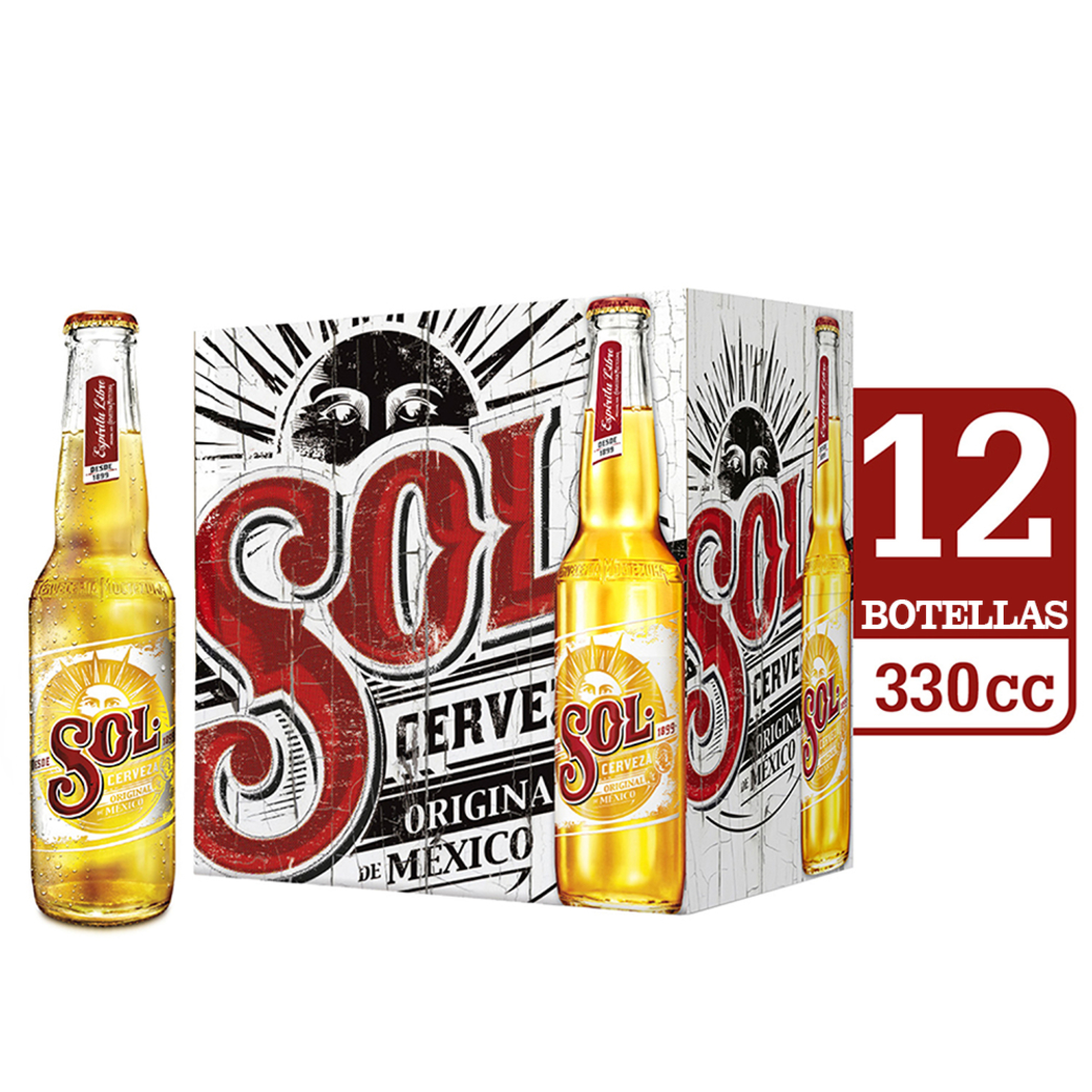 12x Cerveza Sol Botella 330cc