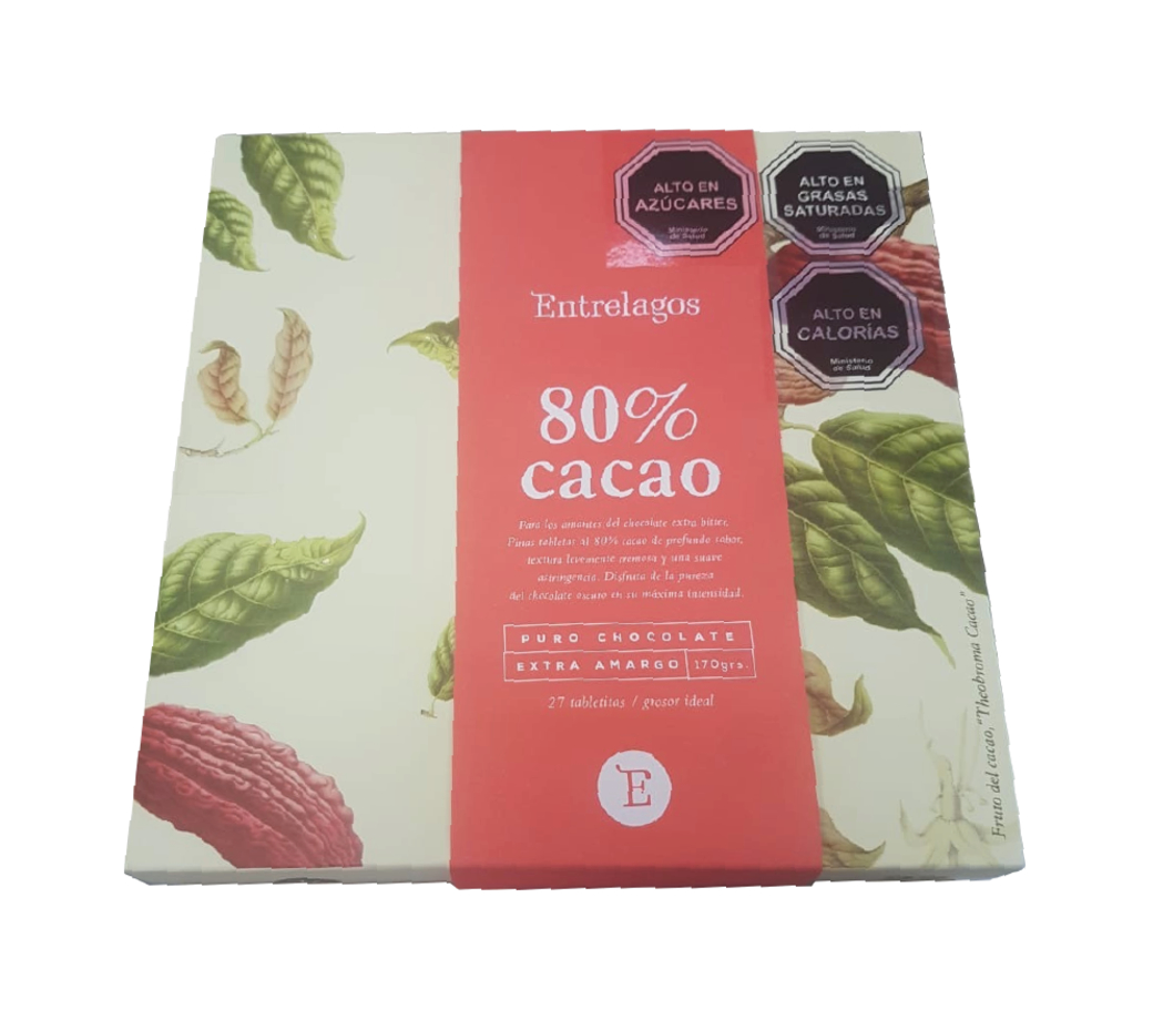 Caja Chocolate Entrelagos Puro Bitter 80% Cacao 148 gramos