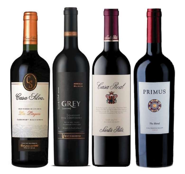 PACK GRAN PREMIUM (Cabernet): Vino Casa Silva Gran Terroir Cabernet Sauvignon 750cc + Vino Ventisquero Grey Cabernet Sauvignon 750cc + Vino Casa Real Cabernet Sauvignon 750cc + Vino Veramonte Primus The Blend 750cc