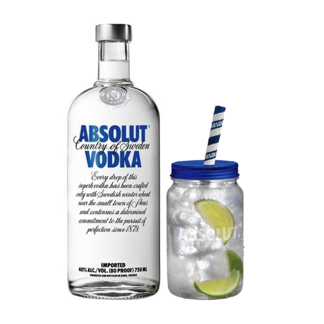 Vodka Absolut 750cc + Vaso Estilo Jarra de Regalo