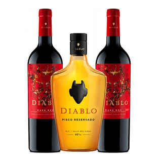 Imagen de 2x Vino Diablo Dark Red 750cc + 1x Pisco Diablo Reservado 700cc 40º alc.