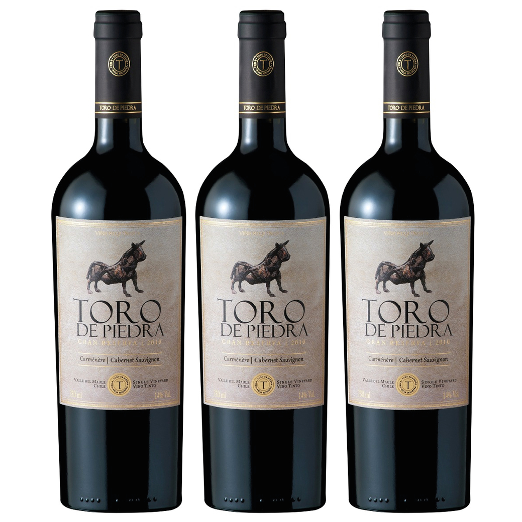3x Vino Toro De Piedra Carmenere / Cabernet Sauvignon 750cc