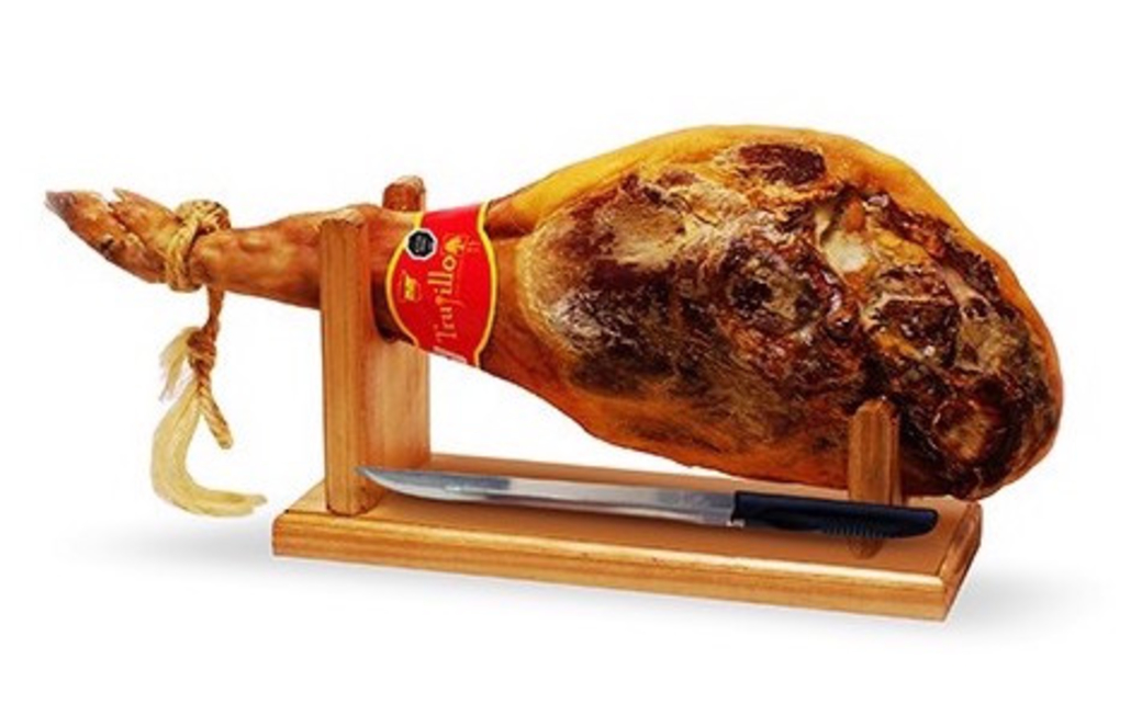 Pata de Jamón Serrano Trujillo Etiqueta Roja 7 kilos Con Atril y Cuchillo
