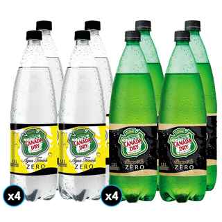 Imagen de PACK MIX CANADA DRY N°2: 4x Bebida Canada Dry Tónica Zero 1,5lt + 4x Bebida Canada Dry Ginger Ale Zero 1,5lt