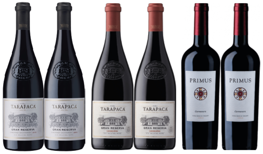 2x Vino Tarapacá Gran Reserva Cabernet Sauvignon 750cc + 2x Vino Tarapacá Gran Reserva Carmenere 750cc + 2x Vino Veramonte Carmenere Primus 750cc
