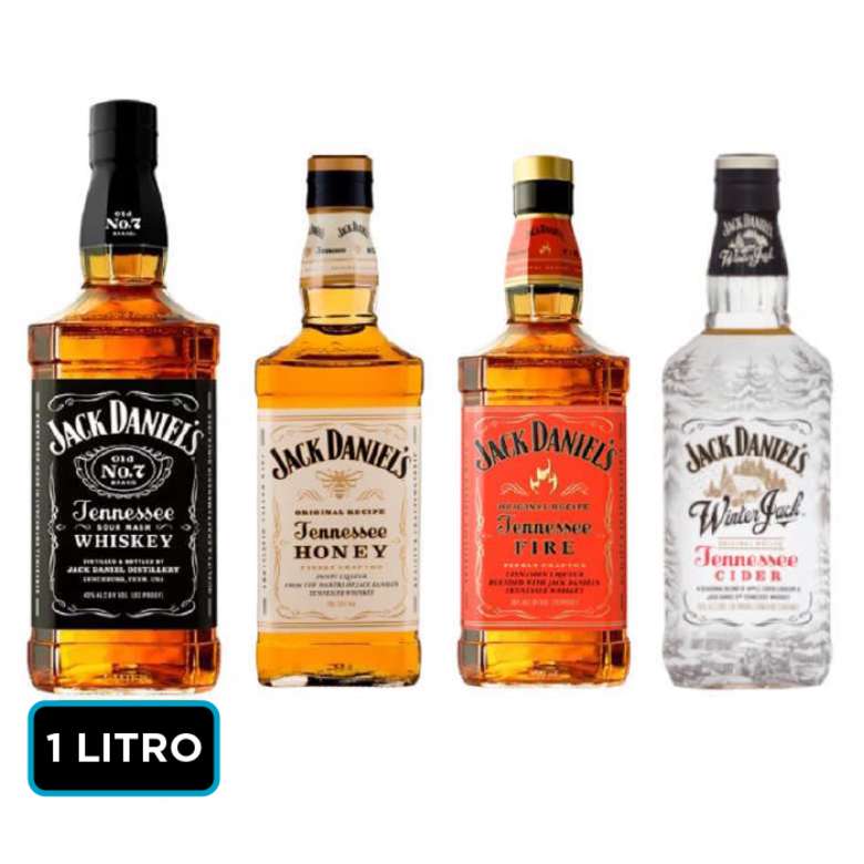 JACK PACK FULL: Jack Daniels N7 1 litro + Jack Daniels Honey 750cc + Jack Daniels Fire 750cc + Jack Daniels Winter 750cc