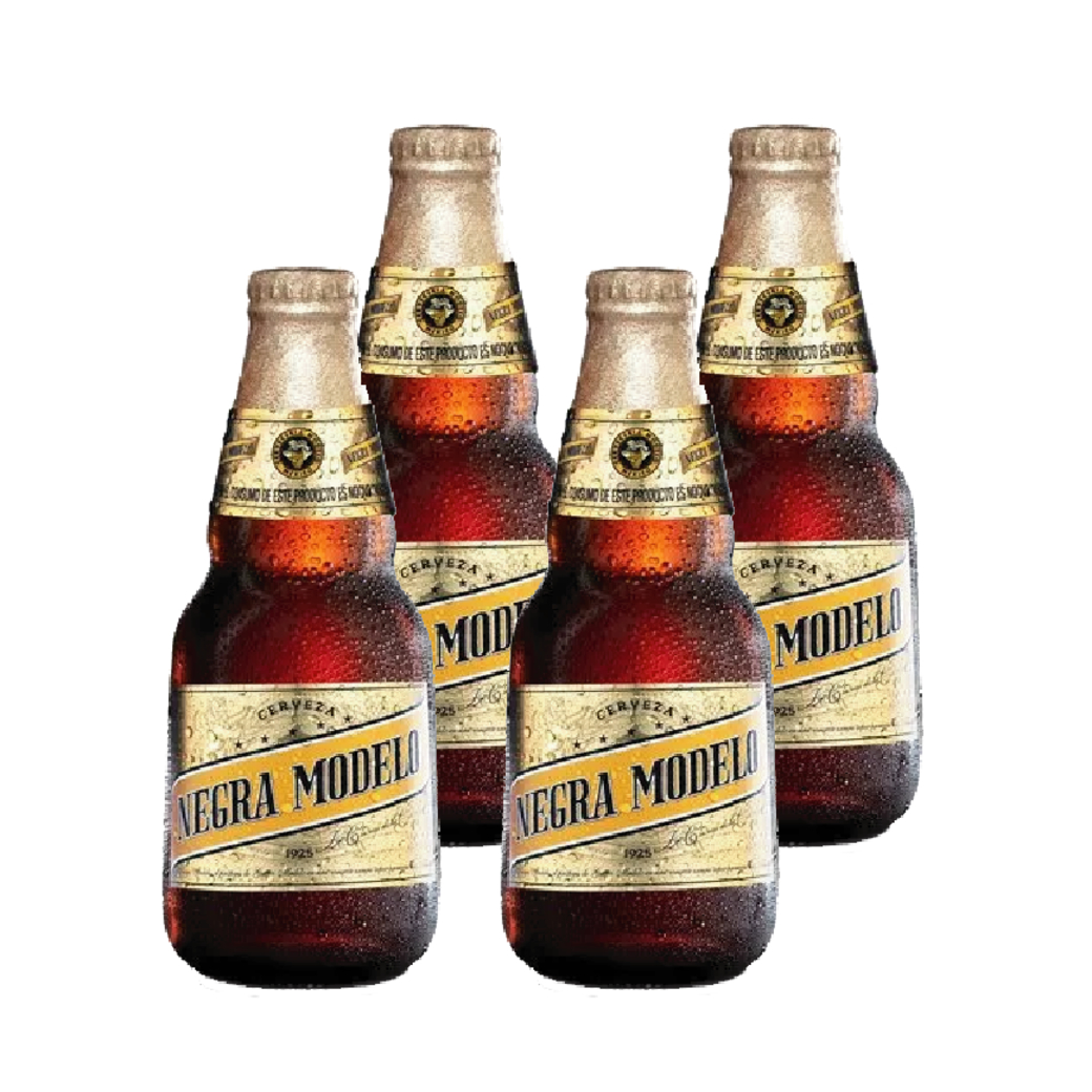 4x Cerveza Negra Modelo en Botellas 325cc