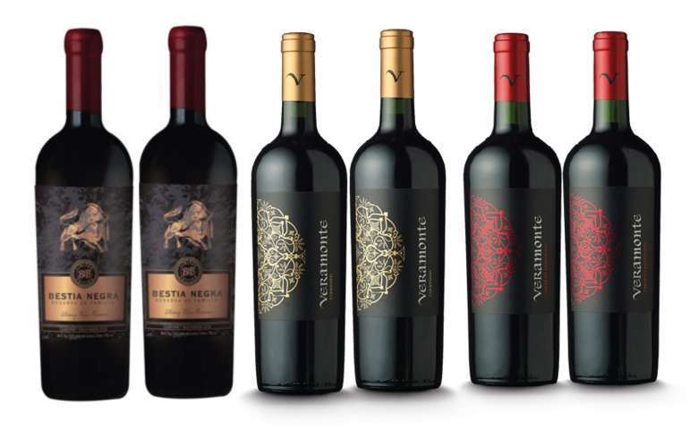 PACK VINOS RESERVA Nº4: 2x Bestia Negra Carmenere 750cc + 2x Vino Veramonte Carmenere Reserva 750cc + 2x Vino Veramonte Cabernet Sauvignon 750cc