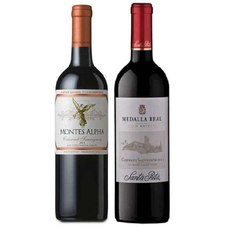 PACK DUO VINOS Nº4: Vino Montes Alpha Cabernet Sauvignon 750cc + Vino Medalla Real Gran Reserva Cabernet Sauvignon 750cc