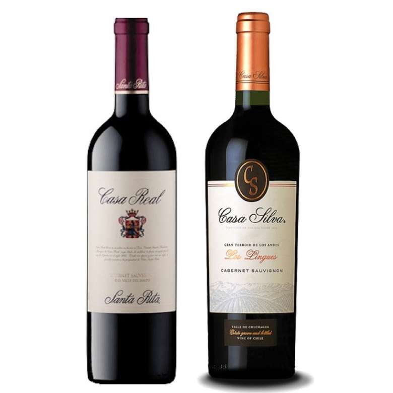 PACK DUO CASAS: Vino Casa Real Cabernet Sauvignon 750cc + Vino Casa Silva Gran Terroir Cabernet Sauvignon 750cc