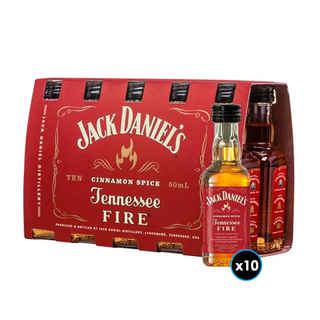 Imagen de KIT WHISKEY JACK DANIELS FIRE 50cc: 10x Whiskey Jack Daniels Tennessee Fire 50cc 35º alc. Miniatura