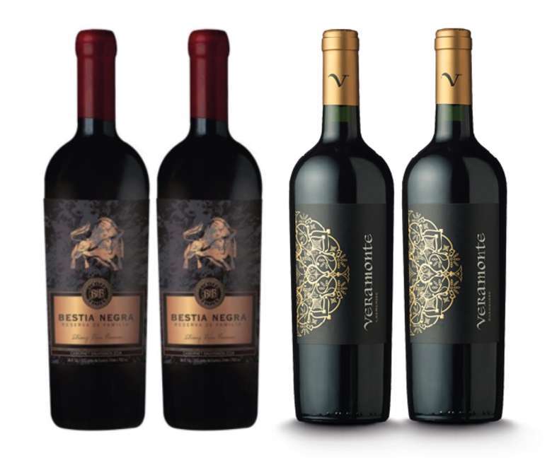 PACK VINOS RESERVA Nº2: 2x Vino Bestia Negra Cabernet Sauvignon 750cc + 2x Vino Veramonte Carmenere Reserva 750cc