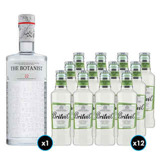 Imagen de PACK BOTANIST + BRITVIC ELDERFLOWER: 1x Gin The Botanist (31 BOTANICOS - 22 ENDEMICOS DE ISLAY) 700cc 46º alc. + 12x Britvic Agua Tónica Elderflower 200cc