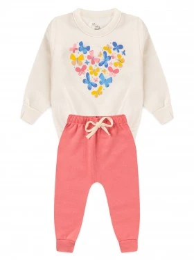 Conjunto Infantil Menina Moletom Peluciado Flowers