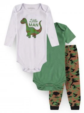 Kit Body Bebê Menino Suedine Little Man